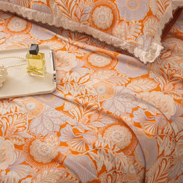 91家纺网 家纺一手货源 找家纺 优米家纺 2025新款加厚全棉磨毛提花纯色床单系列 满园花开