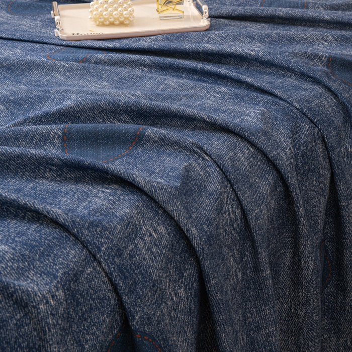 91家纺网 家纺一手货源 找家纺 优米家纺 2025新款加厚全棉磨毛提花纯色床单系列 青花岁月