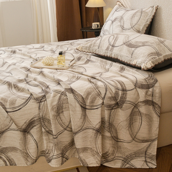 91家纺网 家纺一手货源 找家纺 优米家纺 2025新款加厚全棉磨毛提花纯色床单系列 南城旧梦