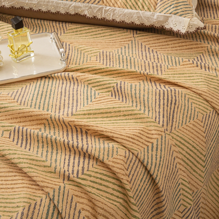 91家纺网 家纺一手货源 找家纺 优米家纺 2025新款加厚全棉磨毛提花纯色床单系列 温馨午后