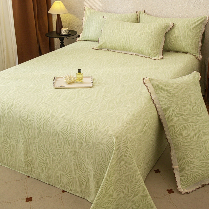 91家纺网 家纺一手货源 找家纺 优米家纺 2025新款加厚全棉磨毛提花纯色床单系列 海棠花开