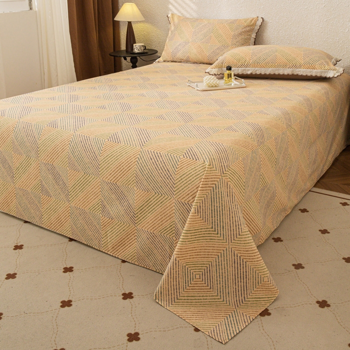 91家纺网 家纺一手货源 找家纺 优米家纺 2025新款加厚全棉磨毛提花纯色床单系列 温馨午后