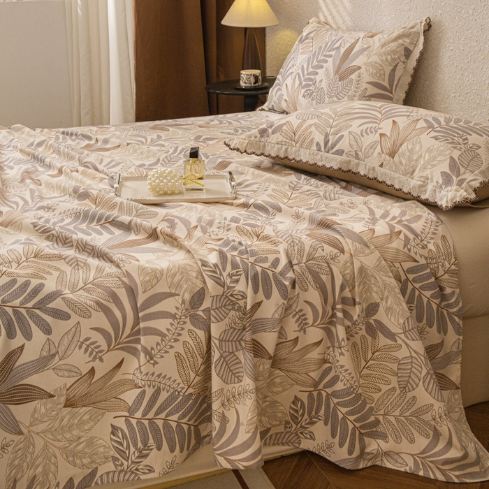 91家纺网 家纺一手货源 找家纺 优米家纺 2025新款加厚全棉磨毛提花纯色床单系列 秋意浓