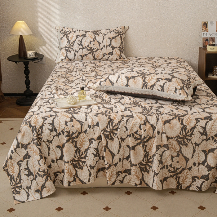 91家纺网 家纺一手货源 找家纺 优米家纺 2025新款加厚全棉磨毛提花纯色床单系列 漫步花庭