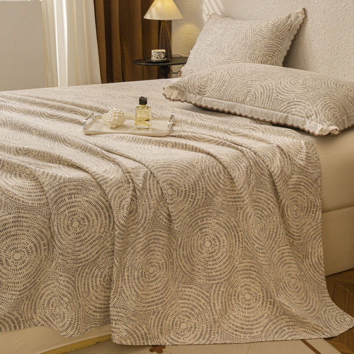 91家纺网 家纺一手货源 找家纺 优米家纺 2025新款加厚全棉磨毛提花纯色床单系列 布里奥