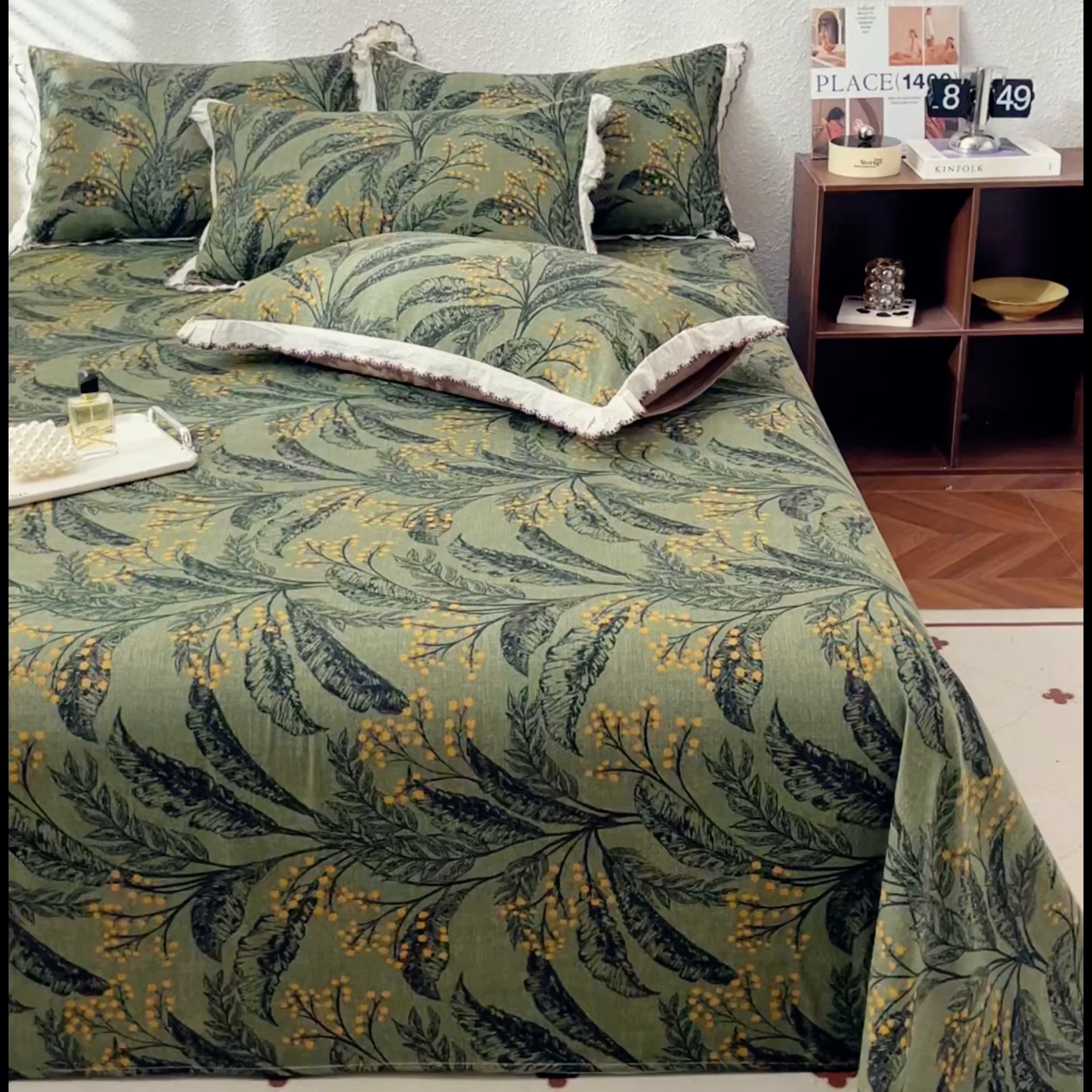 91家纺网 家纺一手货源 找家纺 优米家纺 2025新款加厚全棉磨毛提花纯色床单系列 陌上花开