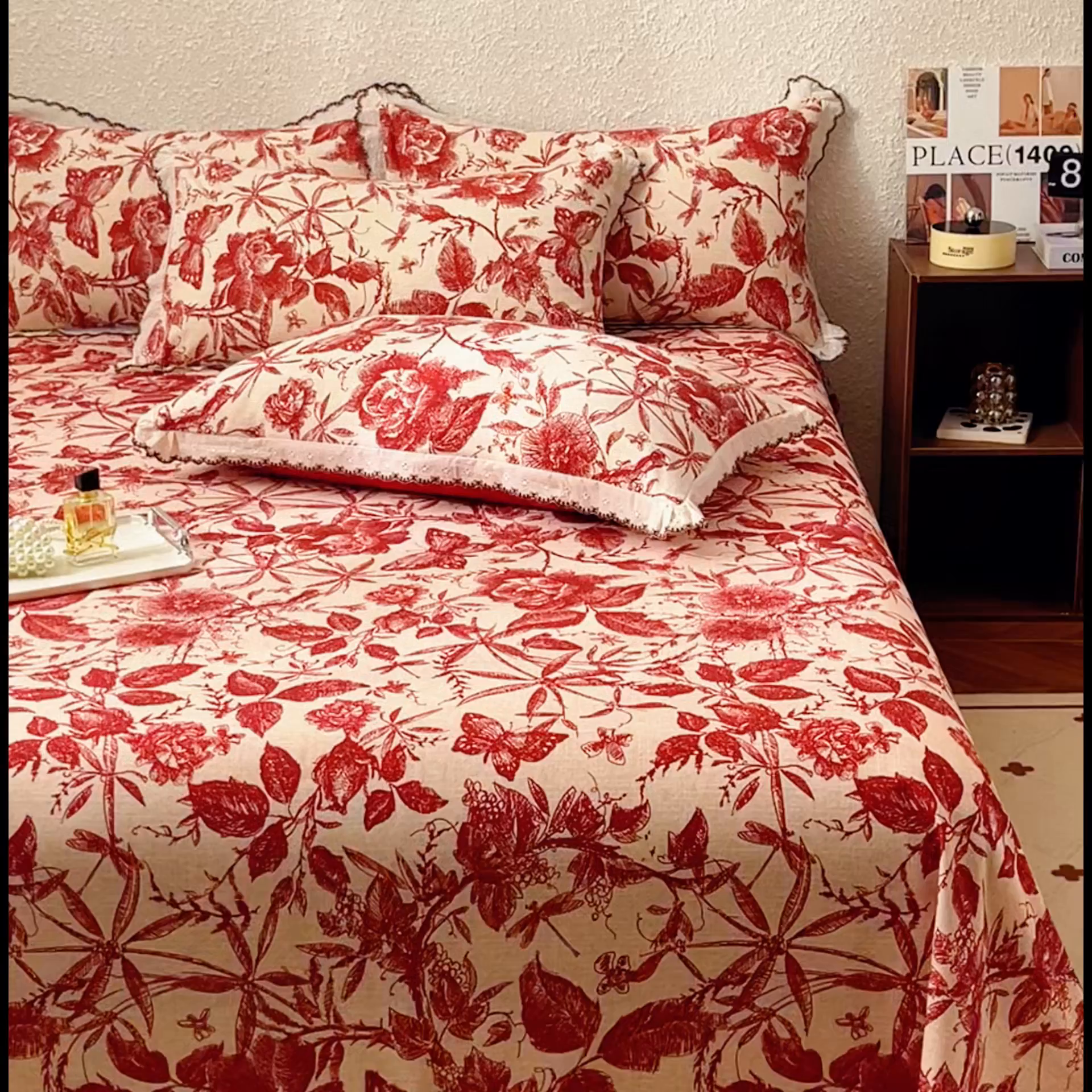 91家纺网 家纺一手货源 找家纺 优米家纺 2025新款加厚全棉磨毛提花纯色床单系列 浮绘花影