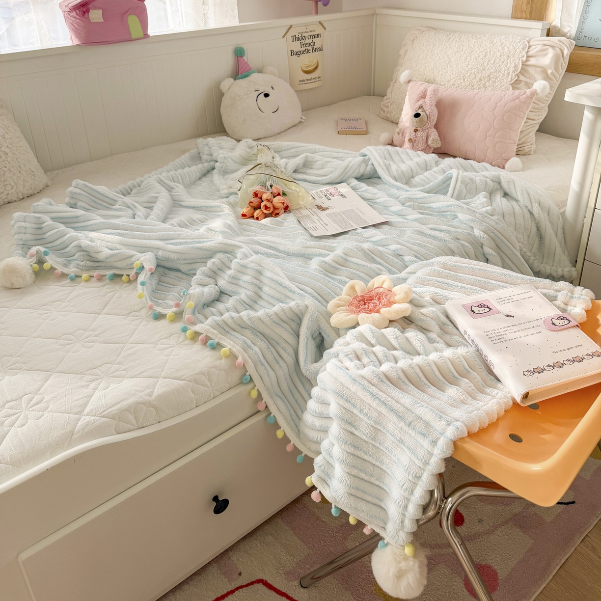 91家纺网 家纺一手货源 找家纺 （总）潮邦创意家居 2025新款300G双面阳离子提花工艺球毯-花缀柔绒系列