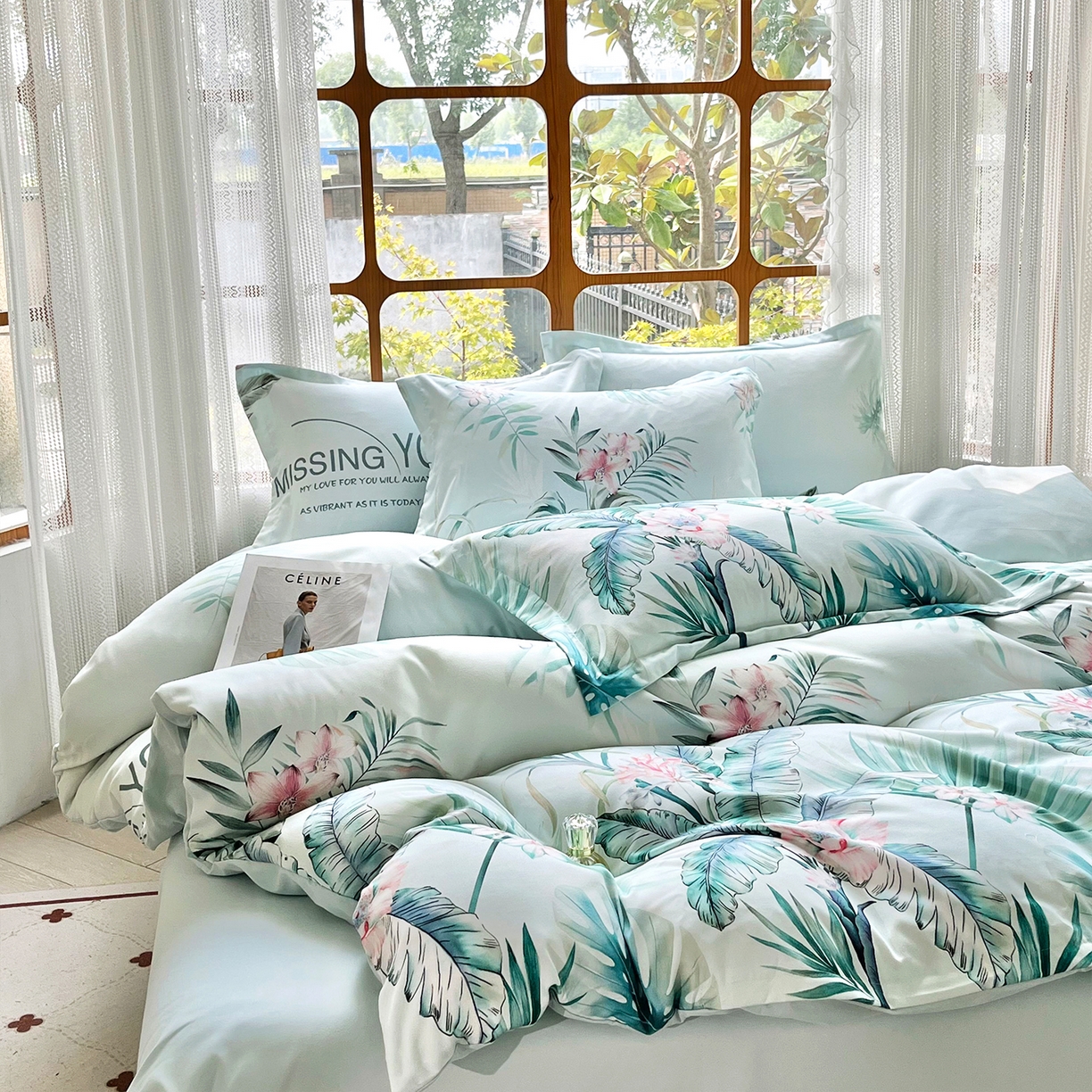 91家纺网 家纺一手货源 找家纺 佳宇轩 2025新款活性数码印花单人三件套双人四件套 晨露花语