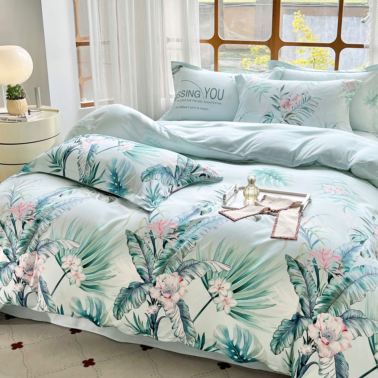 91家纺网 家纺一手货源 找家纺 佳宇轩 2025新款活性数码印花单人三件套双人四件套 晨露花语