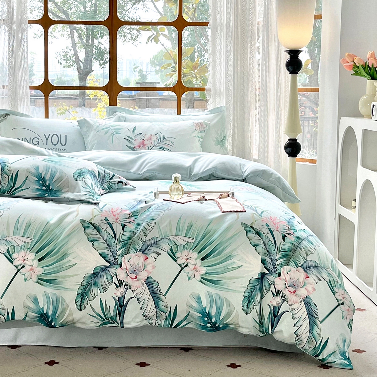 91家纺网 家纺一手货源 找家纺 佳宇轩 2025新款活性数码印花单人三件套双人四件套 晨露花语