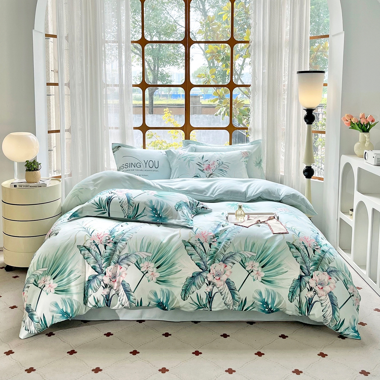 佳宇轩 2025新款活性数码印花单人三件套双人四件套 晨露花语