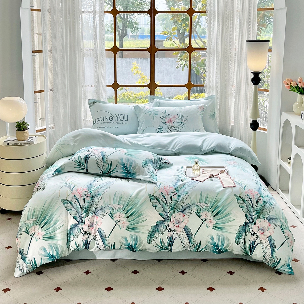 91家纺网 家纺一手货源 找家纺 佳宇轩 2025新款活性数码印花单人三件套双人四件套 晨露花语