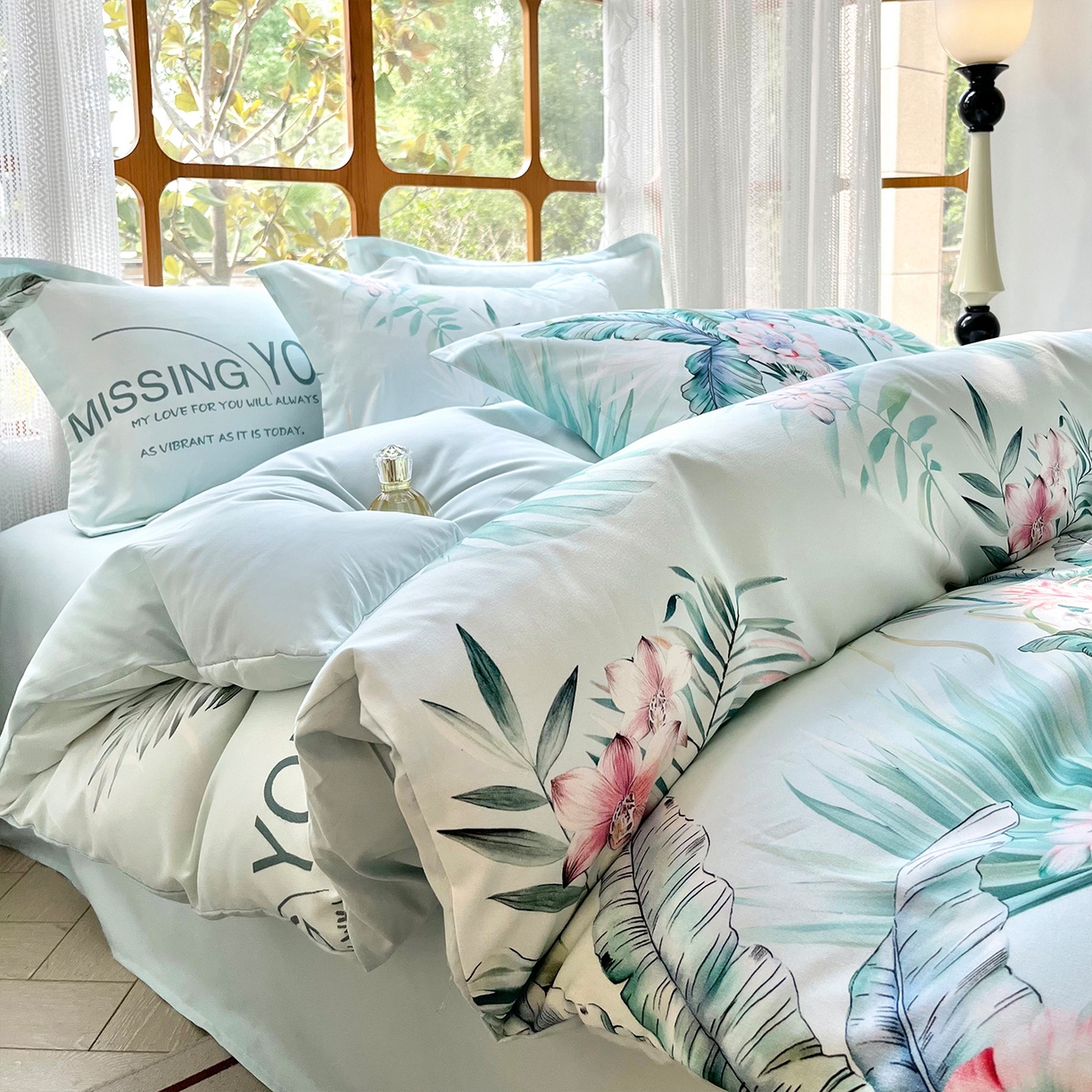 91家纺网 家纺一手货源 找家纺 佳宇轩 2025新款活性数码印花单人三件套双人四件套 晨露花语