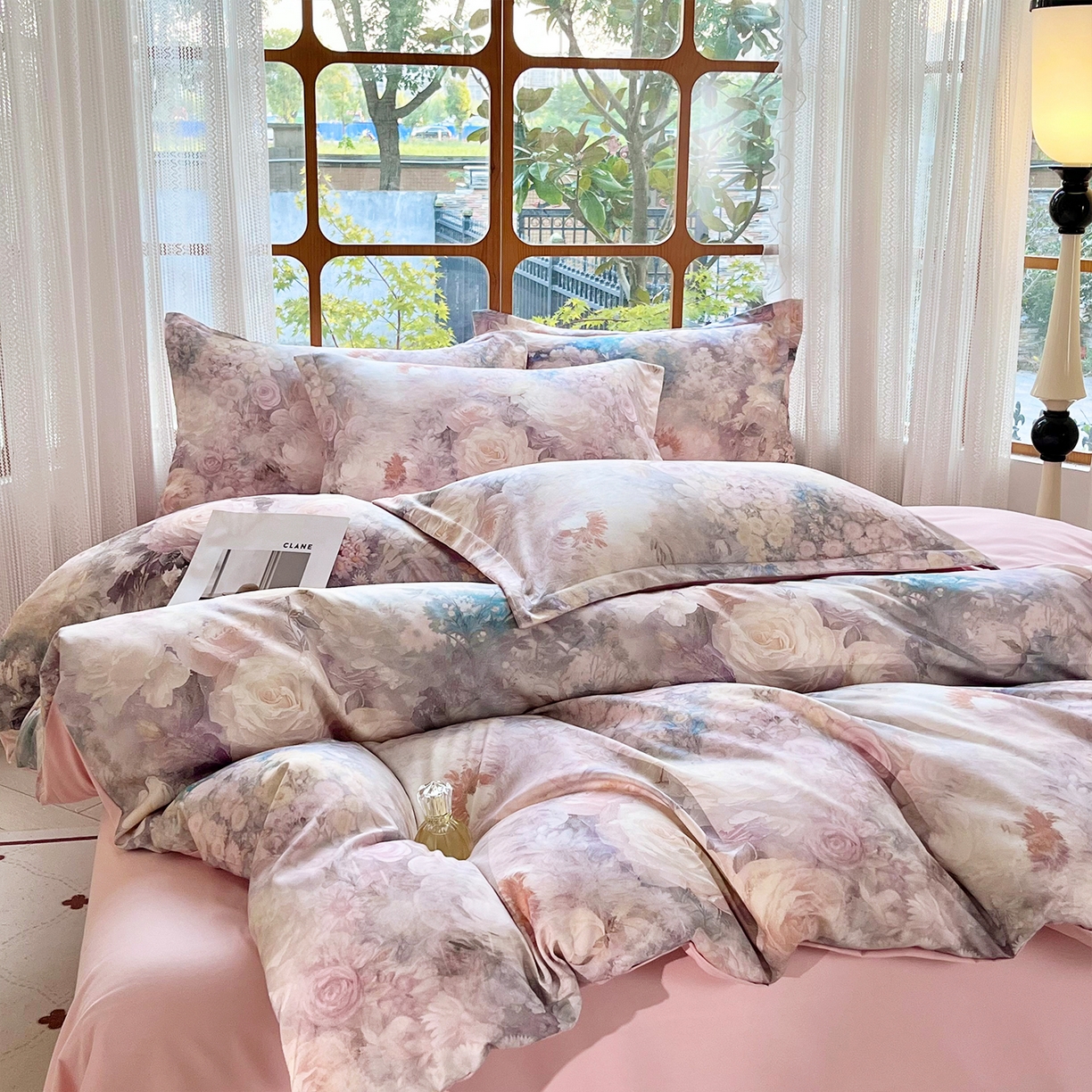 91家纺网 家纺一手货源 找家纺 佳宇轩 2025新款活性数码印花单人三件套双人四件套 粉黛轻舞