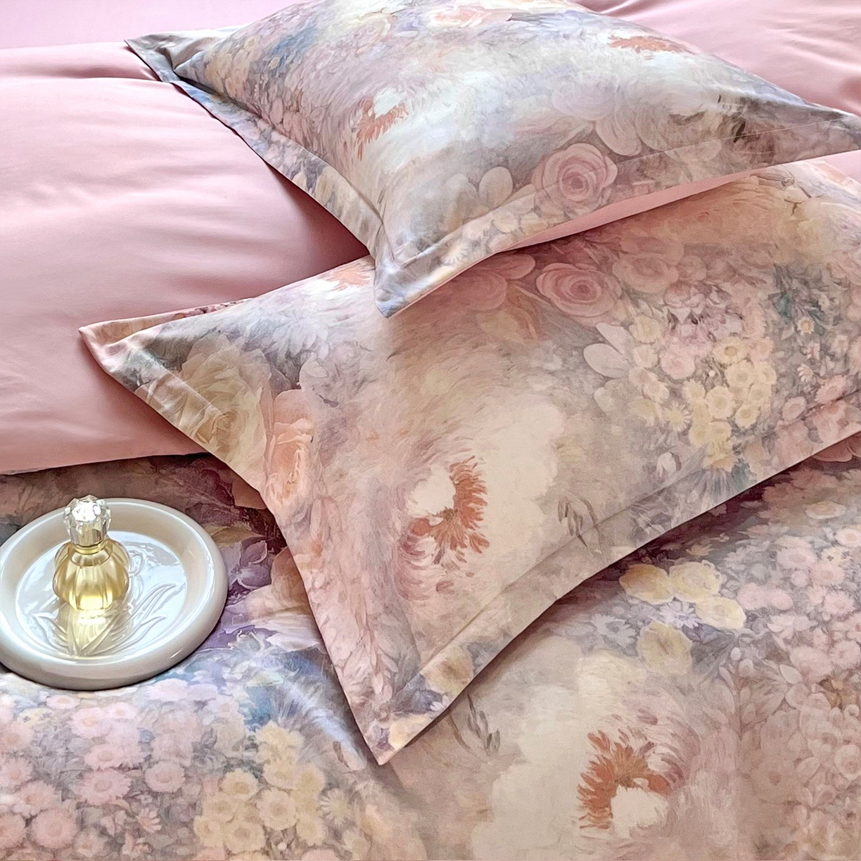 91家纺网 家纺一手货源 找家纺 佳宇轩 2025新款活性数码印花单人三件套双人四件套 粉黛轻舞