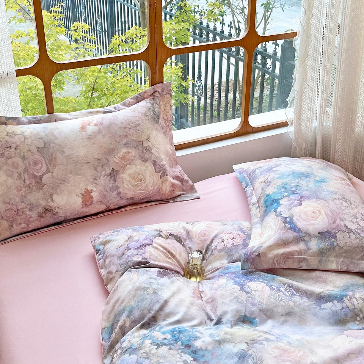 91家纺网 家纺一手货源 找家纺 佳宇轩 2025新款活性数码印花单人三件套双人四件套 粉黛轻舞