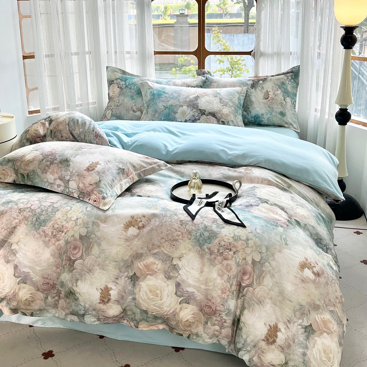 91家纺网 家纺一手货源 找家纺 佳宇轩 2025新款活性数码印花单人三件套双人四件套 月光涟漪