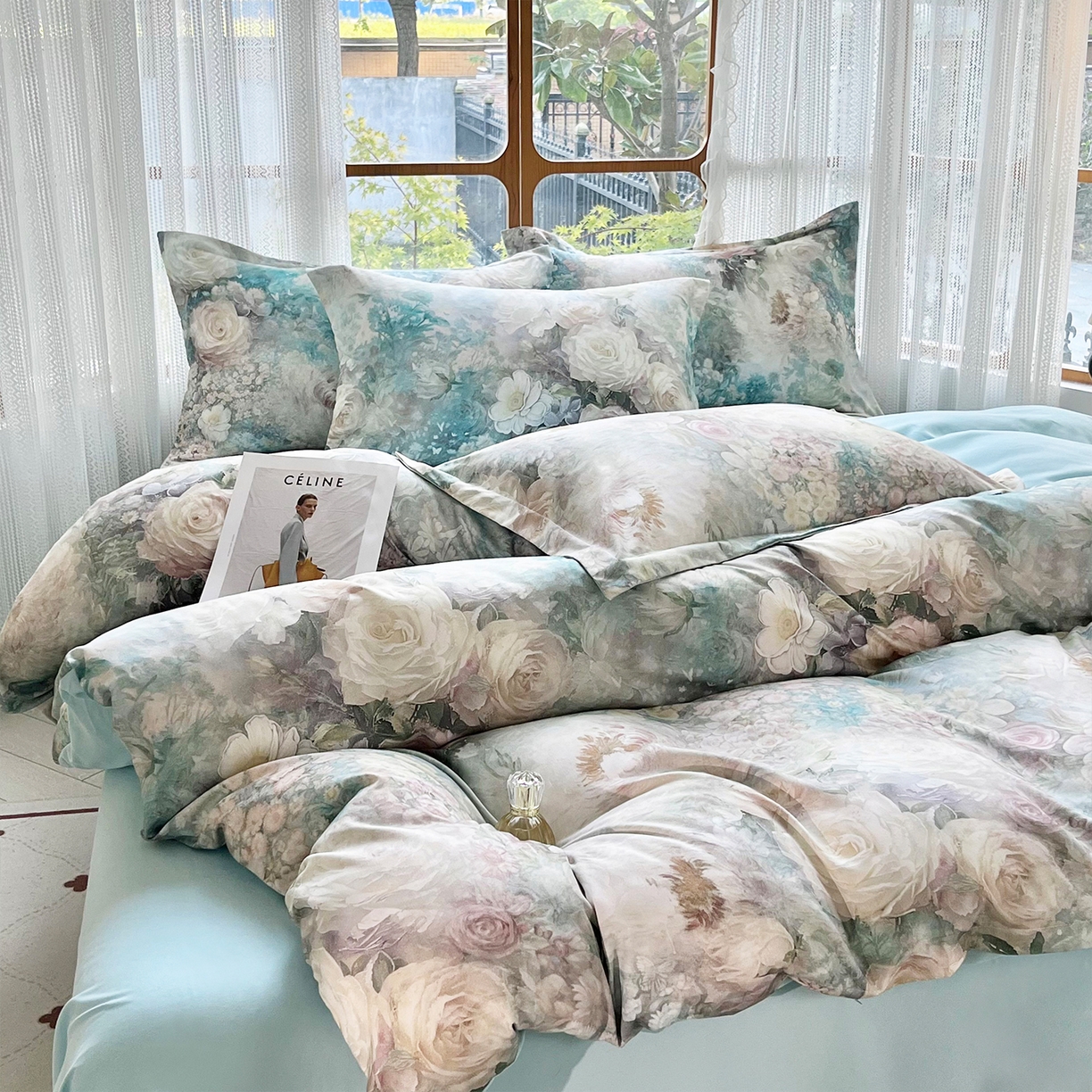 91家纺网 家纺一手货源 找家纺 佳宇轩 2025新款活性数码印花单人三件套双人四件套 月光涟漪