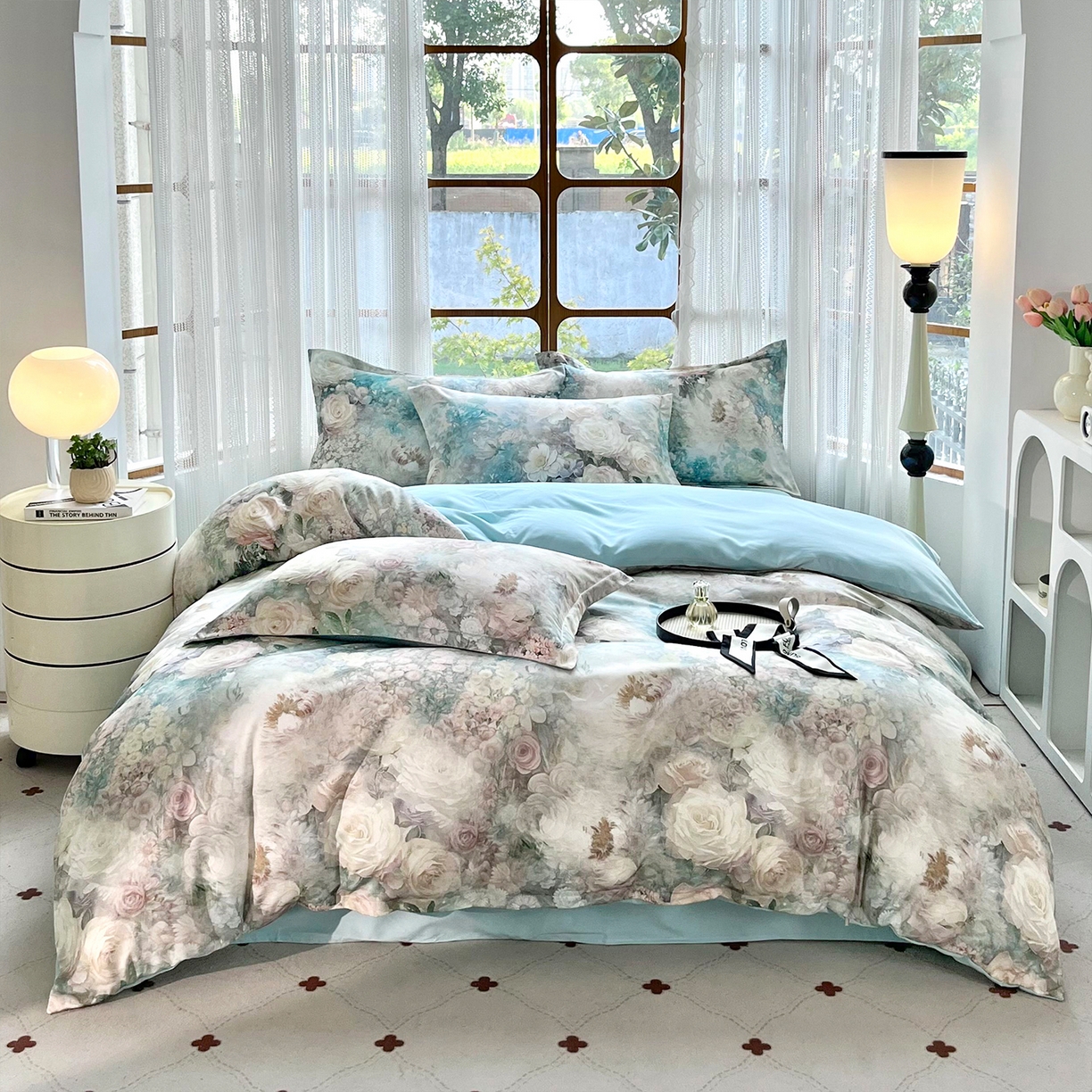 91家纺网 家纺一手货源 找家纺 佳宇轩 2025新款活性数码印花单人三件套双人四件套 月光涟漪