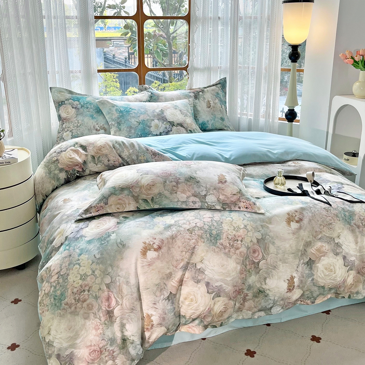 91家纺网 家纺一手货源 找家纺 佳宇轩 2025新款活性数码印花单人三件套双人四件套 月光涟漪