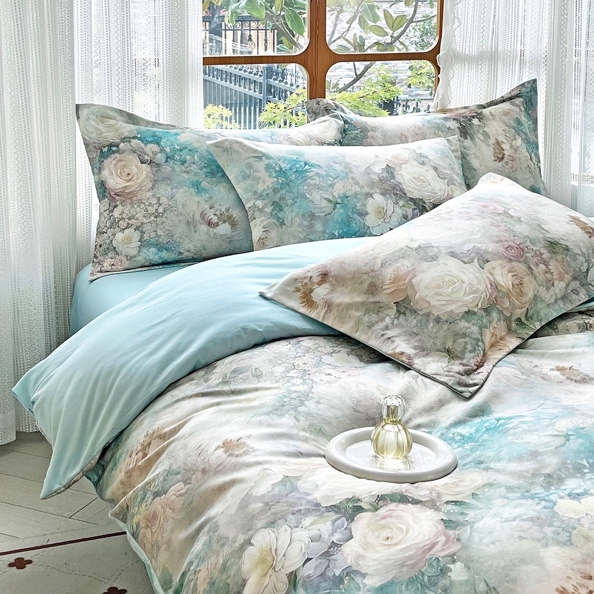 91家纺网 家纺一手货源 找家纺 佳宇轩 2025新款活性数码印花单人三件套双人四件套 月光涟漪