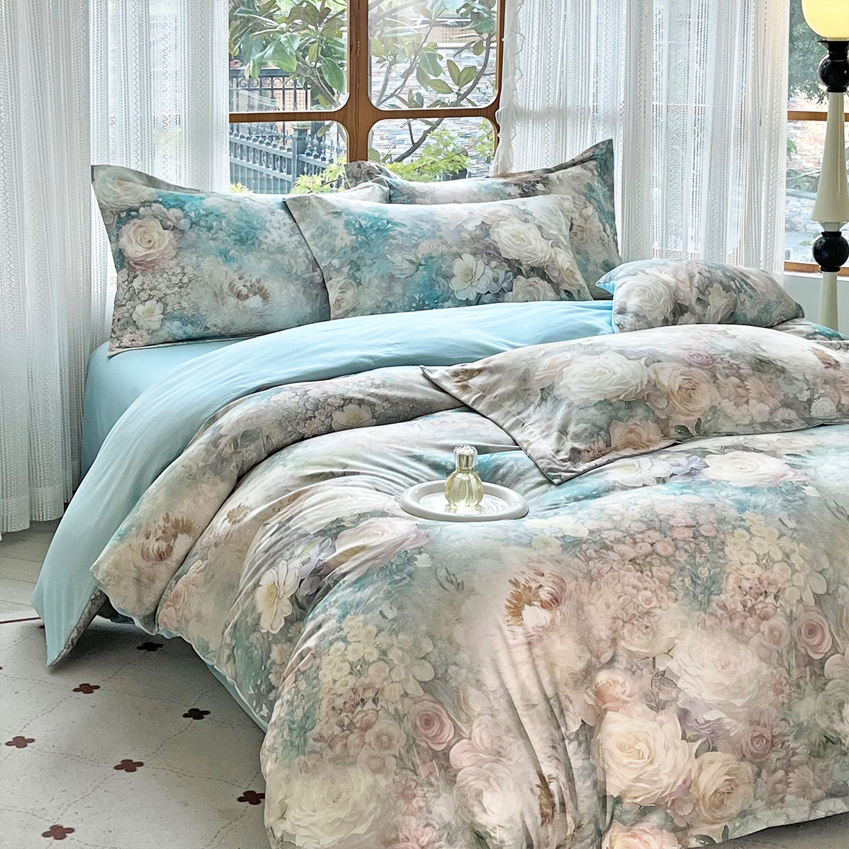 91家纺网 家纺一手货源 找家纺 佳宇轩 2025新款活性数码印花单人三件套双人四件套 月光涟漪