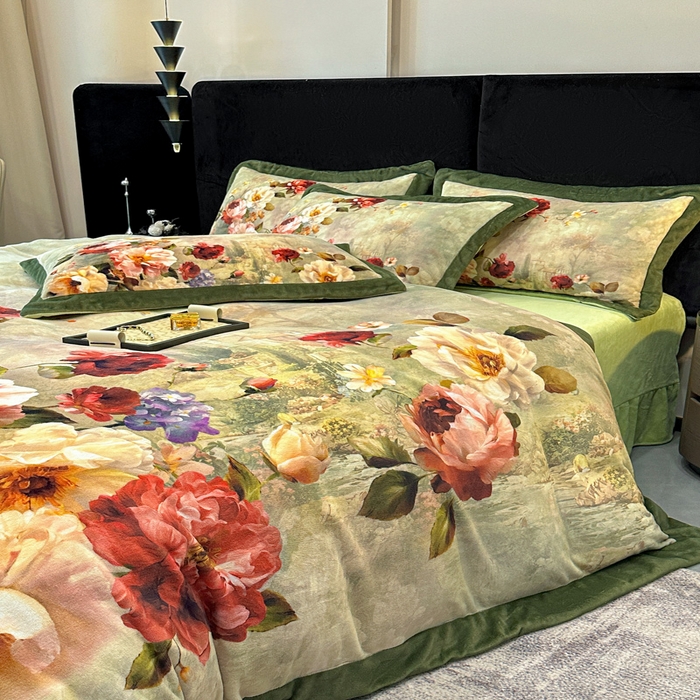 91家纺网 家纺一手货源 找家纺 （总）诺梵家纺 2025新款数码印花牛奶绒四件套（控价：159）