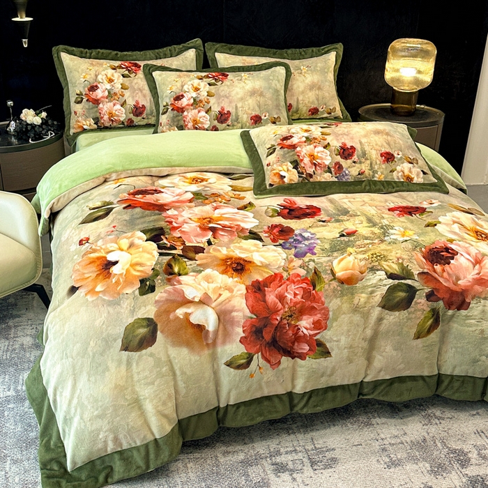 91家纺网 家纺一手货源 找家纺 （总）诺梵家纺 2025新款数码印花牛奶绒四件套（控价：159）