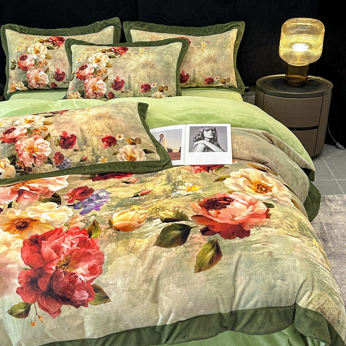 91家纺网 家纺一手货源 找家纺 （总）诺梵家纺 2025新款数码印花牛奶绒四件套（控价：159）