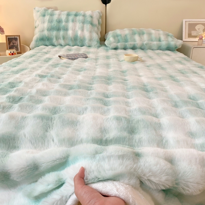 91家纺网 家纺一手货源 找家纺 （总）麒东家纺 2025新款泡泡绒兔毛绒床单