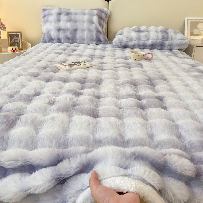 91家纺网 家纺一手货源 找家纺 （总）麒东家纺 2025新款泡泡绒兔毛绒床单