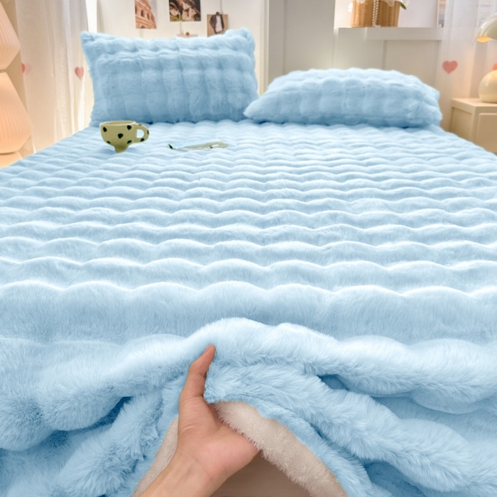 91家纺网 家纺一手货源 找家纺 （总）麒东家纺 2025新款泡泡绒兔毛绒床单