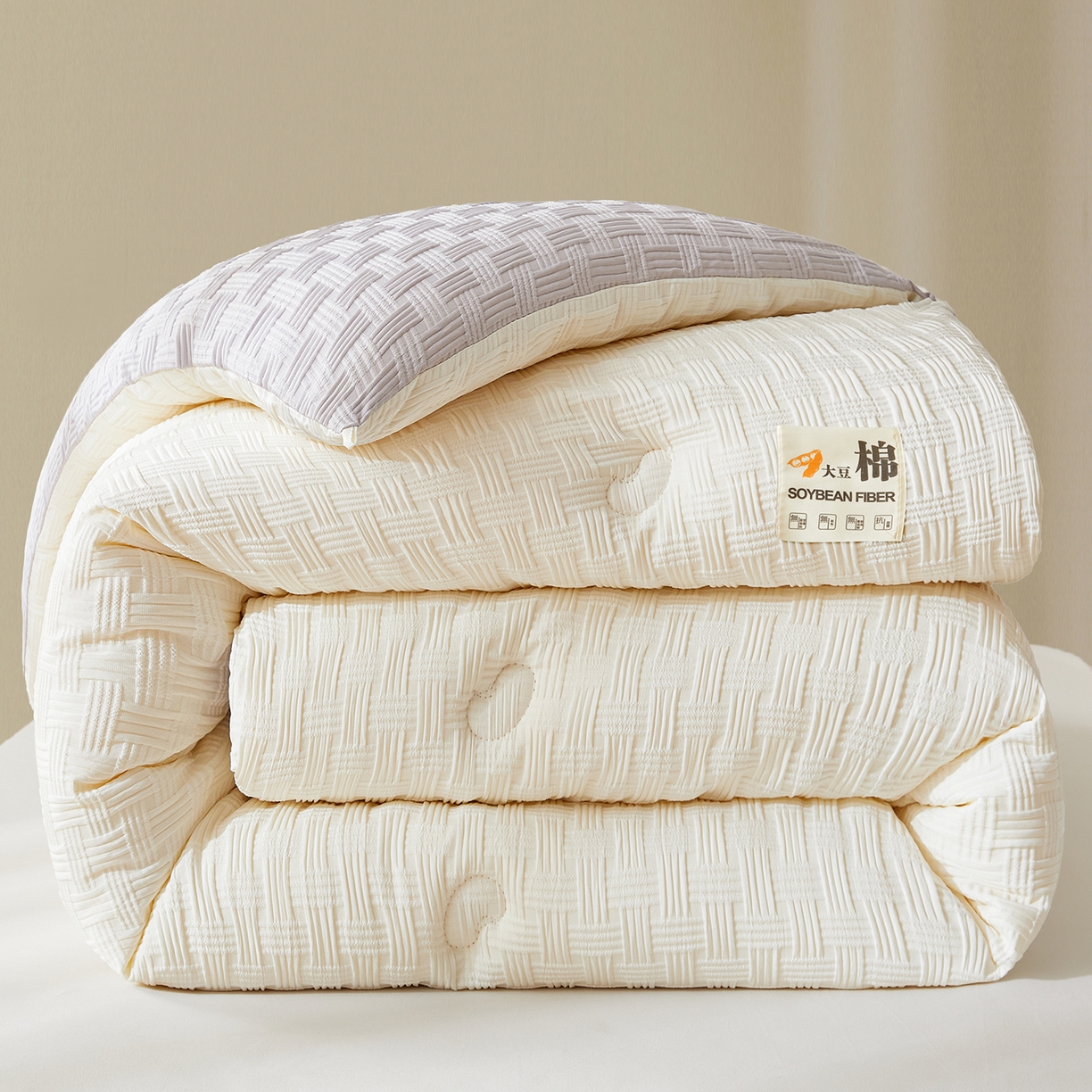 91家纺网 家纺一手货源 找家纺 （总）初相识被业 2025新款双拼原棉提花大豆纤维被被子被芯