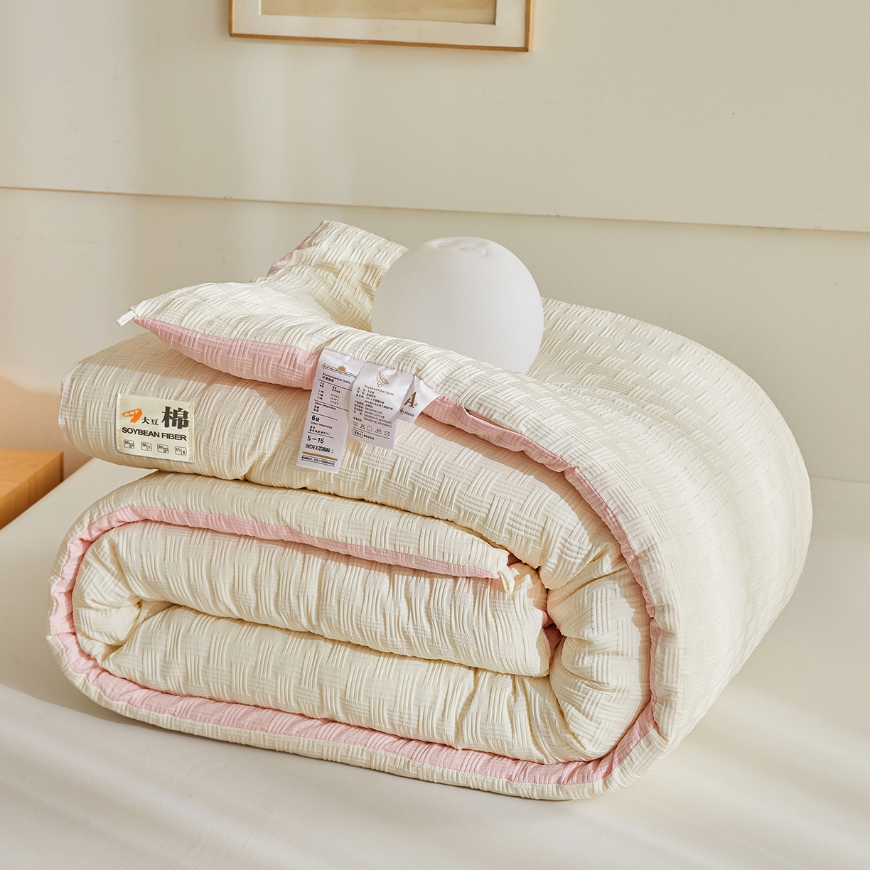 91家纺网 家纺一手货源 找家纺 （总）初相识被业 2025新款双拼原棉提花大豆纤维被被子被芯