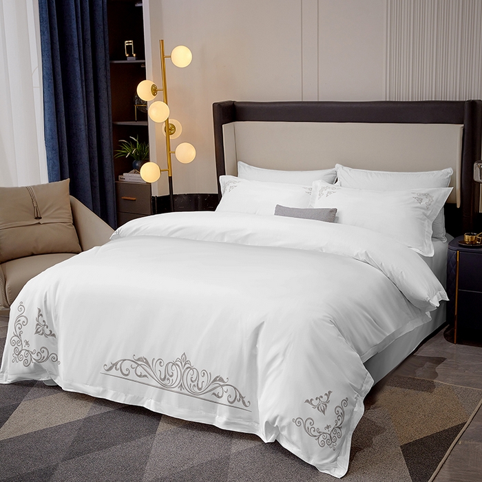 91家纺网 家纺一手货源 找家纺 （总）啊雅家居 2026新款欧式绣花加厚酒店民宿磨毛绣花四件套-法式酒店