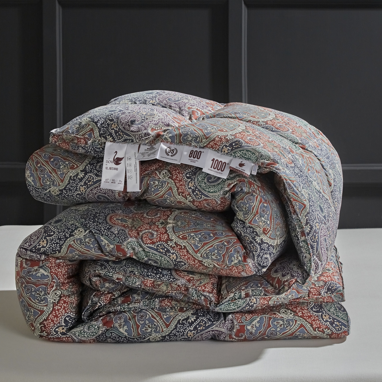 91家纺网 家纺一手货源 找家纺 （总）暖羽屋羽绒馆 2025新款国标95白鹅绒被子 印花羽绒被芯2米 双人羽绒被子春秋被 冬被