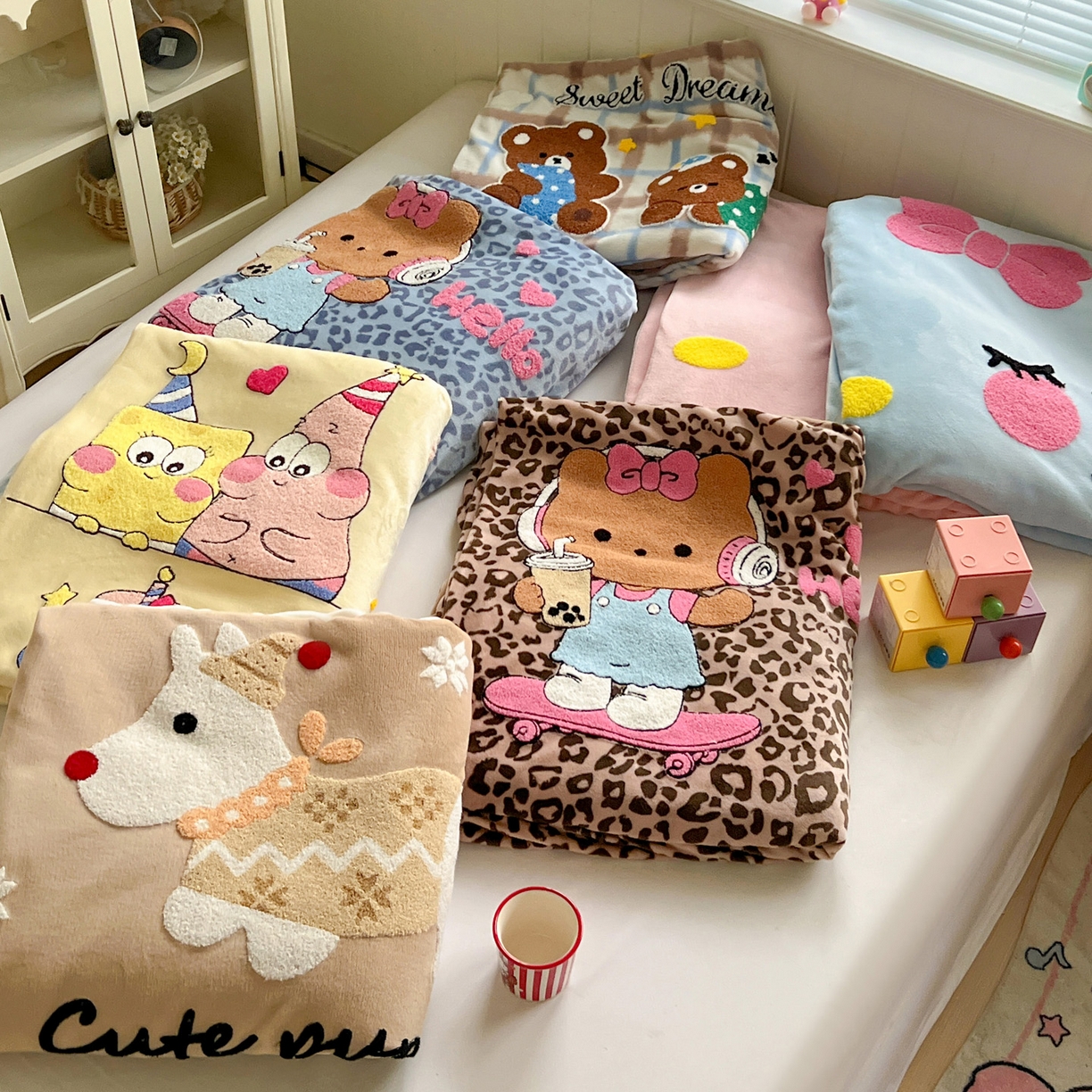 91家纺网 家纺一手货源 找家纺 （总）优选 2025新款高克重200g牛奶绒数码印花毛巾绣卡通四件套直播爆款电商爆款