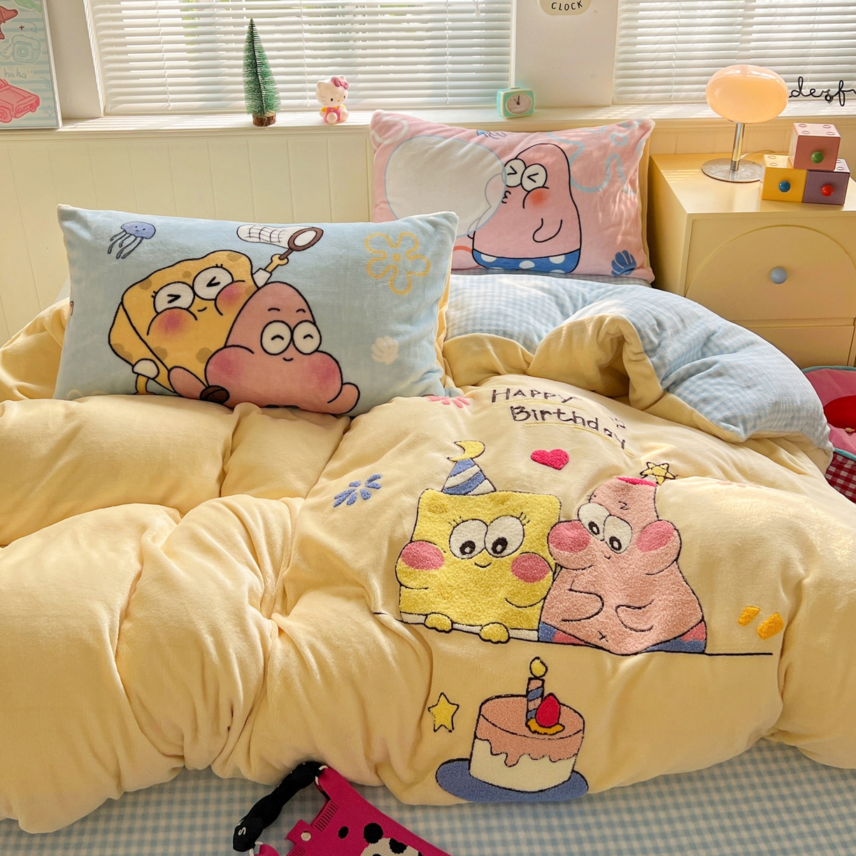 91家纺网 家纺一手货源 找家纺 （总）优选 2025新款高克重200g牛奶绒数码印花毛巾绣卡通四件套直播爆款电商爆款