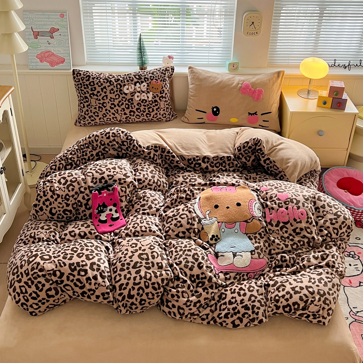 91家纺网 家纺一手货源 找家纺 （总）优选 2025新款高克重200g牛奶绒数码印花毛巾绣卡通四件套直播爆款电商爆款