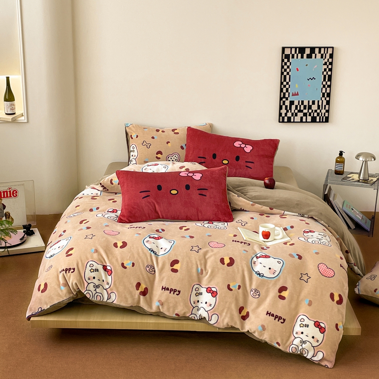 91家纺网 家纺一手货源 找家纺 （总）摩妮卡 2025新款牛奶绒枕套混搭卡通复古四件套