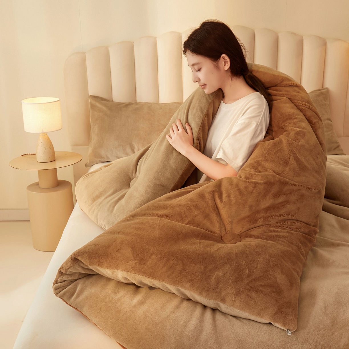 91家纺网 家纺一手货源 找家纺 （总）美梦里 2025新款拼色牛奶绒绣花冬被被子被芯