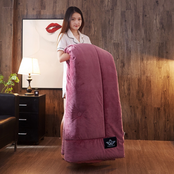 91家纺网 家纺一手货源 找家纺 美丽折家纺 2025新款纯色水晶绒冬被子被芯秋保暖冬被 豆沙