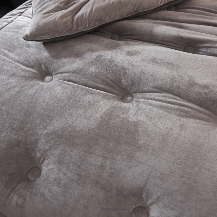 91家纺网 家纺一手货源 找家纺 美丽折家纺 2025新款纯色水晶绒冬被子被芯秋保暖冬被 灰色