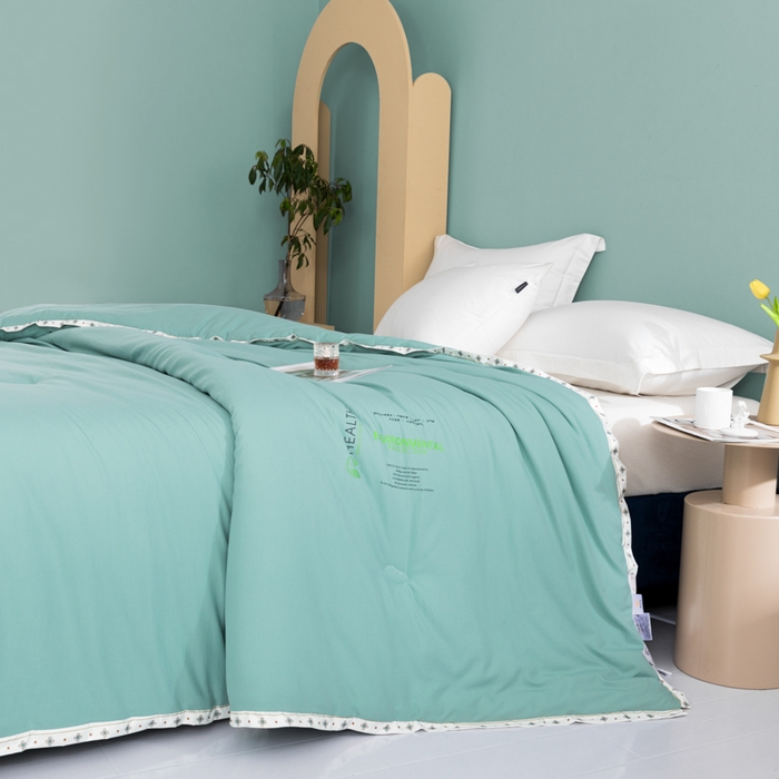 91家纺网 家纺一手货源 找家纺 美丽折家纺 2025新款大豆纤维四季被子加厚冬被被芯 豆绿