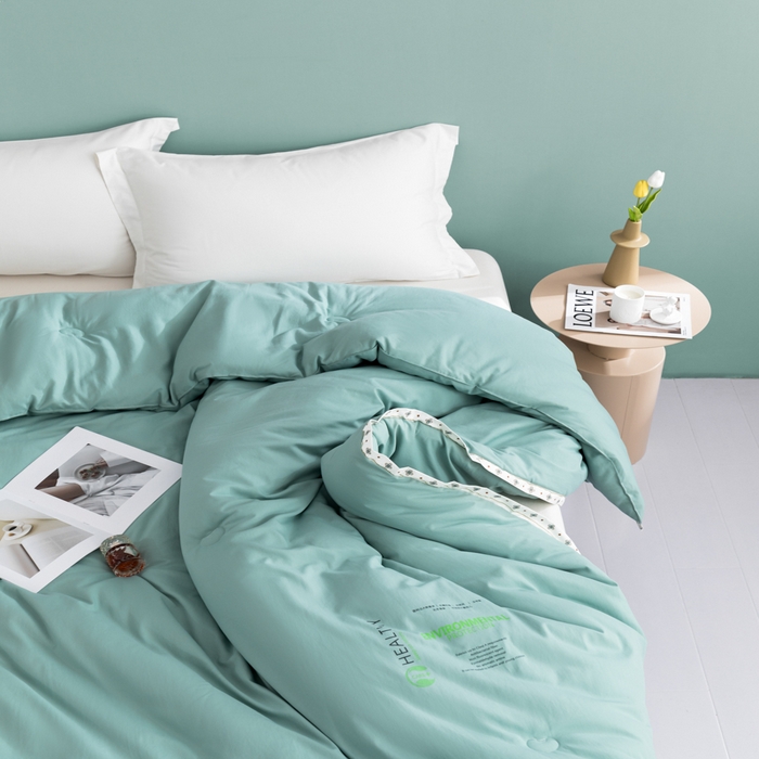 91家纺网 家纺一手货源 找家纺 美丽折家纺 2025新款大豆纤维四季被子加厚冬被被芯 豆绿