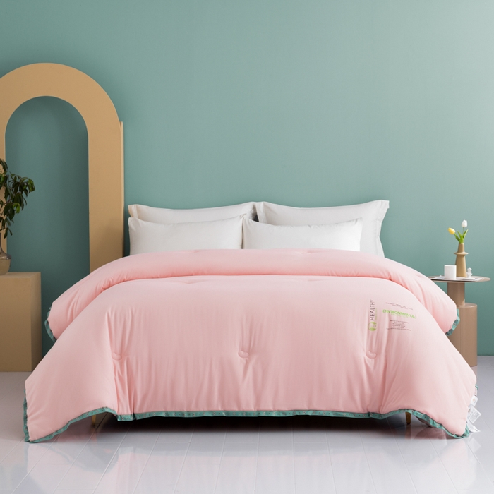 91家纺网 家纺一手货源 找家纺 美丽折家纺 2025新款舒享新疆棉花被冬被春秋被被芯 樱花粉