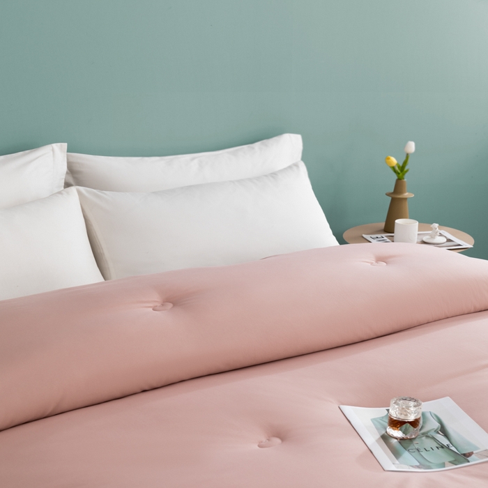 91家纺网 家纺一手货源 找家纺 美丽折家纺 2025新款大豆纤维四季被子加厚冬被被芯 豆沙