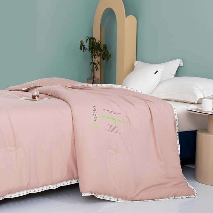 91家纺网 家纺一手货源 找家纺 美丽折家纺 2025新款大豆纤维四季被子加厚冬被被芯 豆沙