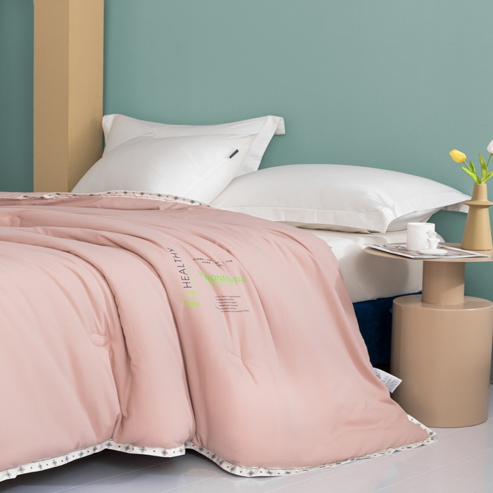 91家纺网 家纺一手货源 找家纺 美丽折家纺 2025新款大豆纤维四季被子加厚冬被被芯 豆沙